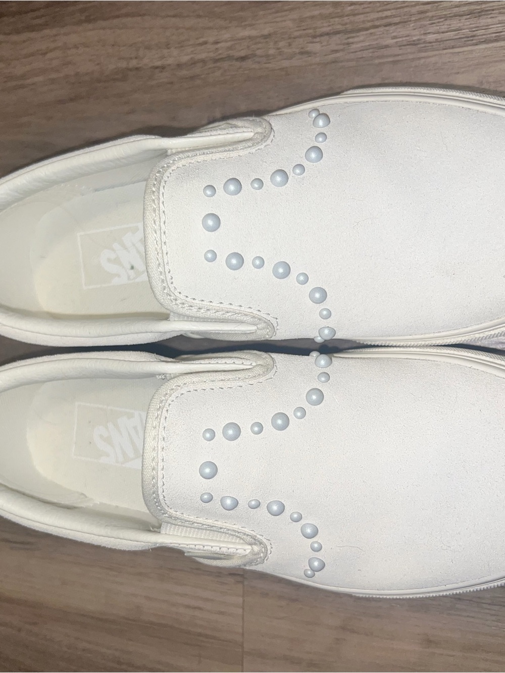 Vans White Slip-On Stud-Embellished Slip On Platforms